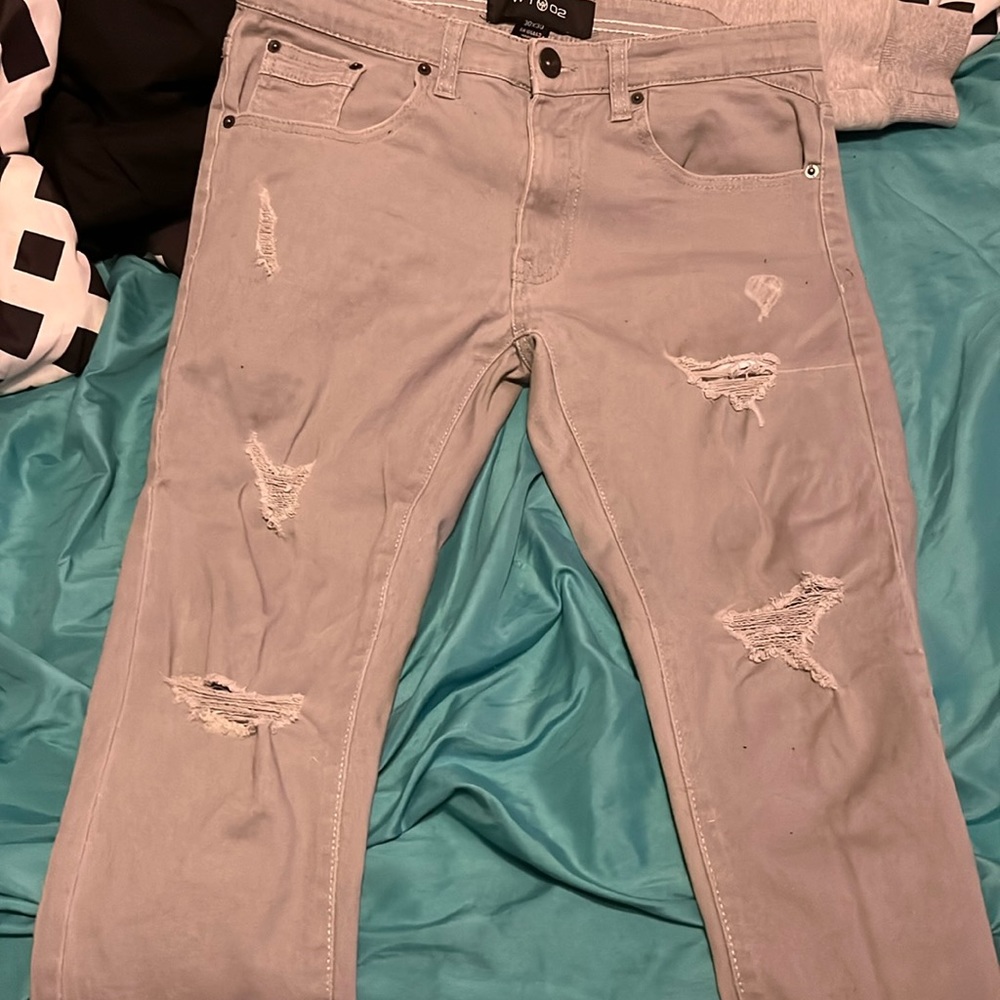 GREY RIPPED JEANS 30x30 Skinny